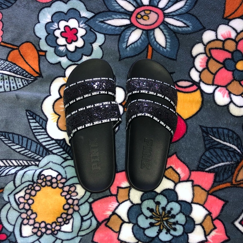 PINK Glitter Slip-on Sandals